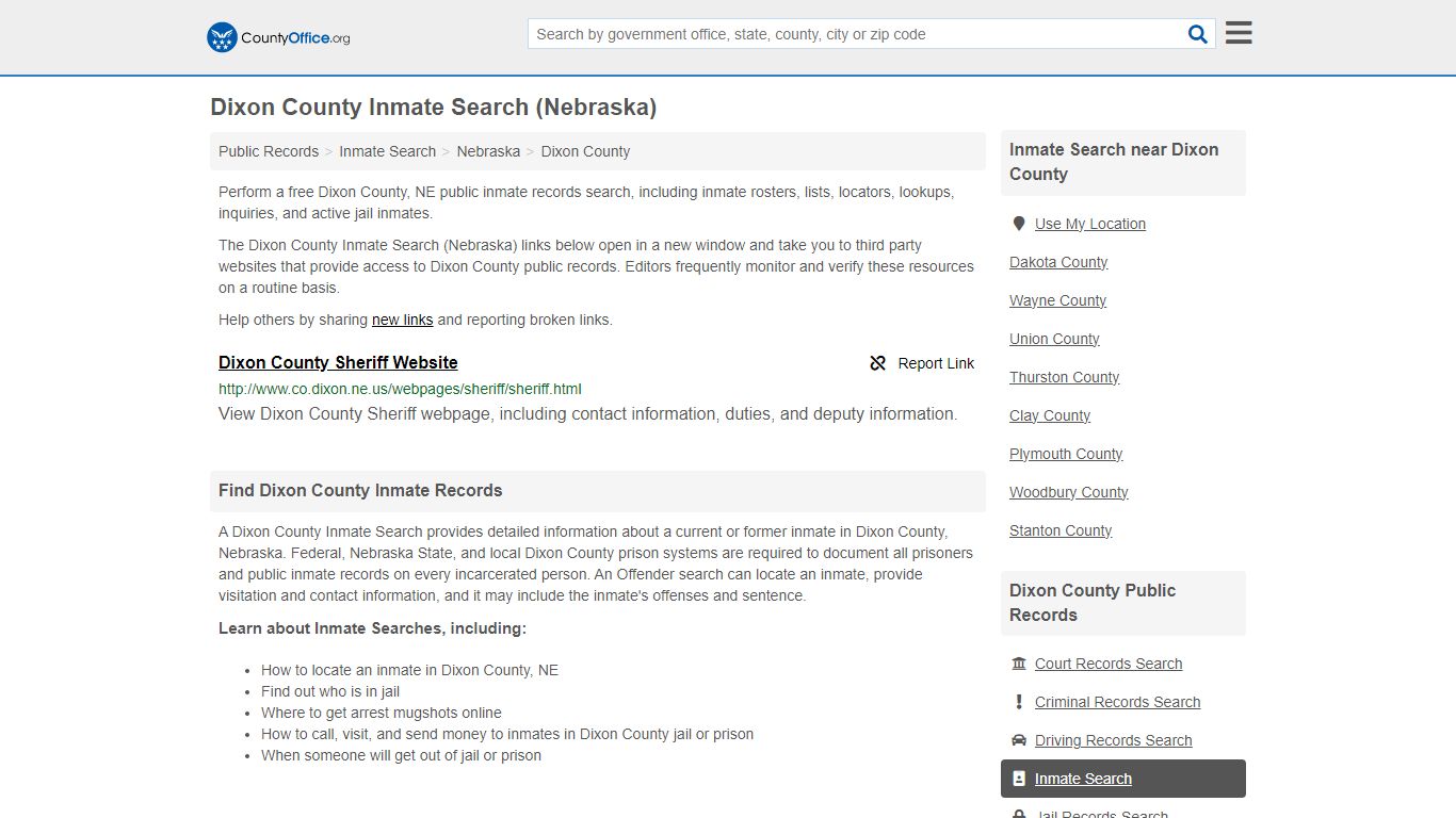 Inmate Search - Dixon County, NE (Inmate Rosters & Locators)